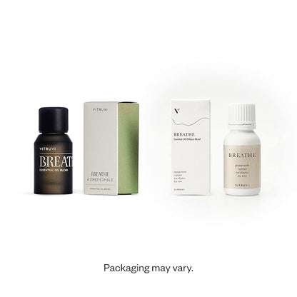 Vitruvi Breathe Minty and Cooling Essential Oil Blend with Peppermint, Cajeput, Eucalyptus, and Tea Tree Oil (0.5 Fl oz)