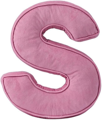 Pink Letter Plush Pillow, Letter Hugging Throw Pillows, Decorative Corduroy Initial Letter Shaped Throw Pillows, Letter Pillows English Alphabet A to Z for Sofa Bedroom Living Room Decor (S)