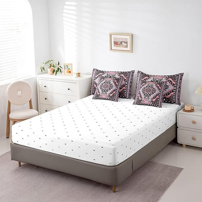 Feelyou Sun Moon Bed in a Bag with Comforter, Full Size 7Pcs Boho Exotic Bedding Set with Comforter, Pink Bohemian Galaxy Comforter Women Men Teens Ultra Soft Decor Astrology Space Room Decor