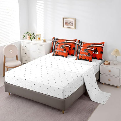 Feelyou Football 7 Pieces Comforter Sets Rugby Sports Bedding Set for All Season Twin Size Football City Bed in a Bag with Comforter, Sheets, Pillowcases & Cushion Cover