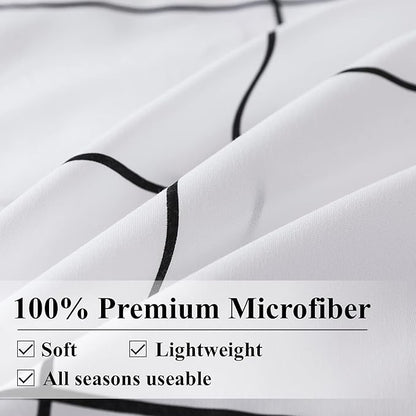 Andency White Grid Comforter Set Twin/Twin XL(66x90Inch), 2 Pieces (1 Plaid Comforter and 1 Pillowcase) White Plaid Comforter Set, Lightweight Microfiber Gingham Geometric Comforter Bedding Set