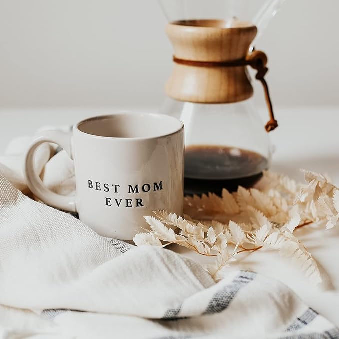 Sweet Water Decor Best Mom Ever Stoneware Coffee Mugs - 14Oz Cute Coffee Mugs for Hot and Cold Drinks - Dishwasher and Microwave Safe - Mothers Day Gift - Ideal for Tea & Espresso