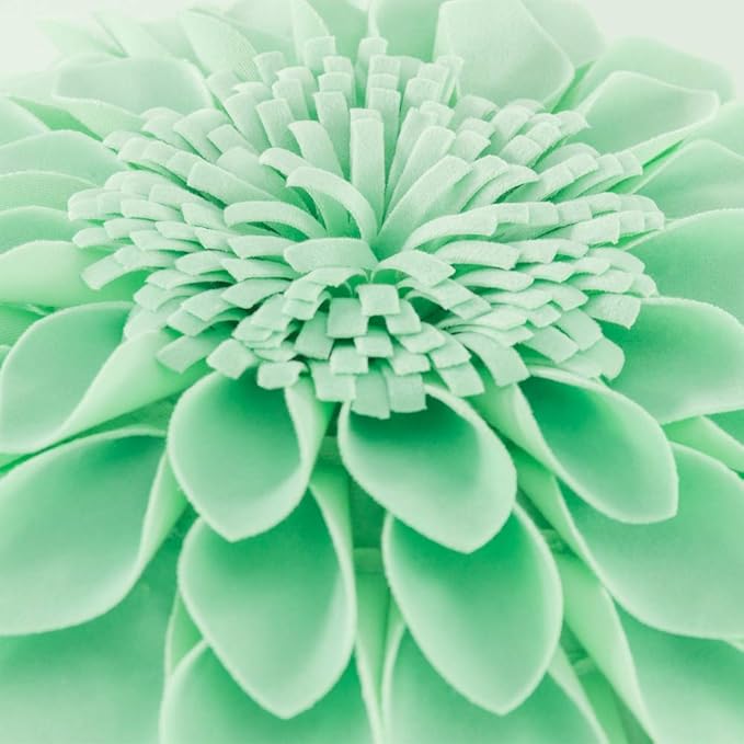 JWH Handmade 3D Flower Pillow Covers Aesthetic Decorative Round Floral Throw Pillow Floral Accent Pillow Cases Velvet Pillowcase Cute Cushion for Bed Couch Bedroom 14 Inch Light Green