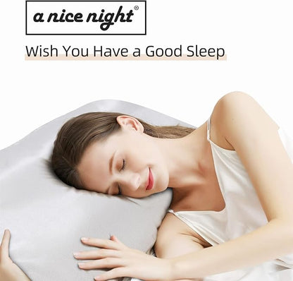 A Nice Night Satin Silky Soft Quilt Luxury Super Soft Microfiber Bedding Comforter Set Full/Queen, Light Weighted (White, Queen)
