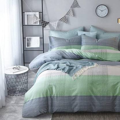 VM VOUGEMARKET Geometric Comforter Set Twin Blue Mint Green Patchwork Bedding Comforter with 2 Pillowcases Modern Style Lightweight Soft Twin Comforter Set