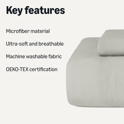 Amazon Basics Brushed Microfiber Comforter Set, Extra Soft with Natural Texture, 2-Piece, Twin/Twin XL, Grey