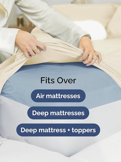 Extra Deep Queen Sheet Set - 6 Piece Breathable and Cooling Sheets - Hotel Luxury Bedding for Women, Men, Kids & Teens - Easy & Secure Fit - Soft, Wrinkle Free & Comfy - Extra Deep Pockets - Off White