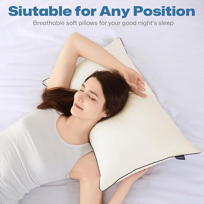 GOHOME Pillows Standard Size Set of 4 - Bed Pillows for Sleeping 4 Pack, Cooling Supportive Hotel Pillows with Premium Soft Down Alternative Fill for Side Stomach and Back Sleepers