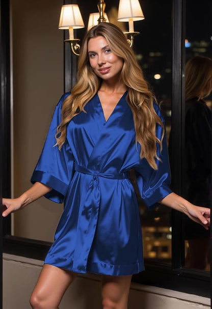 Turquaz Women's Bride Bridesmaids Silky Robe Satin Kimono Robes for Women Lingerie