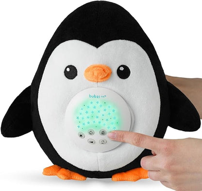 Bubzi Co Sound Machine, Portable Penguin Soother & Night Light Projector, Comforting Electronic Infant Toddler Sleep Aid & Shush with White Noise