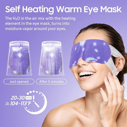 30Packs Steam Eye Mask, Heated Eye Mask Warm Compress for Eyes, Self Heating Disposable Steam Mask for Home Sleep, Spa, Travel Essentials & Relaxation Gifts, Stocking Stuffers (Lavender)