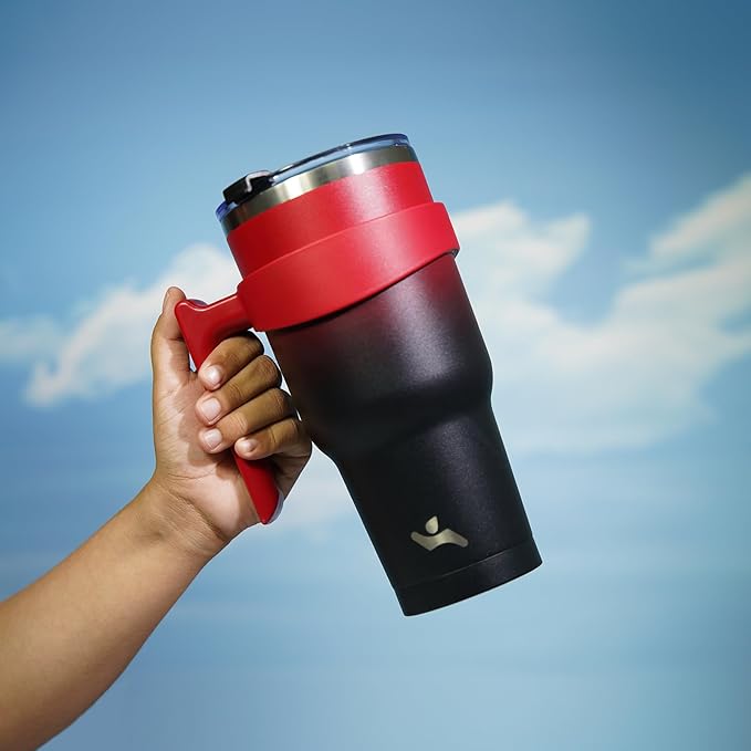 40 oz Tumbler with Handle and 2 Straw 2 Lid, Insulated Water Bottle Stainless Steel Vacuum Cup Reusable Travel Mug,Mystic Moon