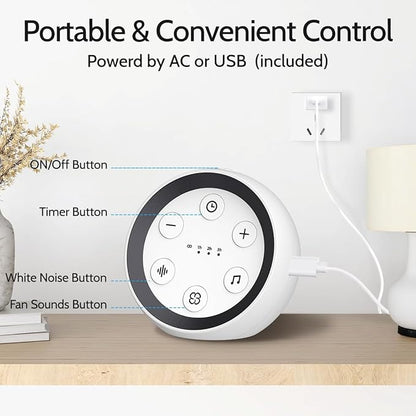 Sleep Sound Machine White Noise Machine with 32 Calming Sounds 36 Volume Levels Pink Brown Noise Machine for Baby Kid Adult with 4 Timer Noise Canceling Machine for Office Privacy