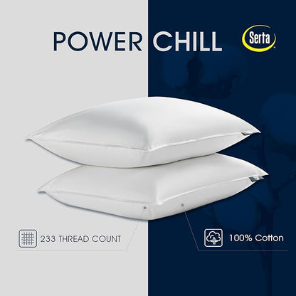 Serta 233 Thread Count White Goose Feather Down Fiber Pillows Medium Firm King Size Pillows Set of 2 Pack 100% Cotton Hotel Collection Bed Pillow for Side Sleeper