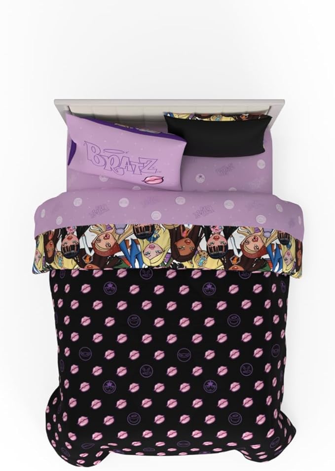 Bratz Fashion Bedding 7 Piece Super Soft Reversible Comforter and Sheet Set with Sham, Full, (100% Official Licensed Product) by Franco