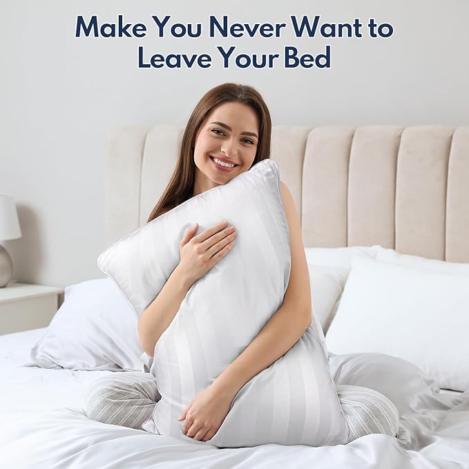 DIORIS Pillows Queen Size Set of 2 - Luxury Hotel Collection Bed Pillows for Sleeping, Supportive Side Sleeper Pillow, Microfiber Filled for Back, Stomach Sleepers
