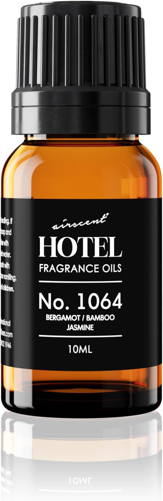 AirScent Hotel Diffuser Oil No. 1064 - Bergamot Bamboo Jasmine - Premium Fragrance Oil for Ultrasonic and Waterless Diffusers and Crafting - 10 mL, 0.34 fl oz Glass Dropper Bottle