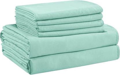 King Size Sheets Set - 6 Piece Luxuriously Soft & Cooling Sheets King Size - Ultra Soft 16" Deep Pocket King Sheet Set - Fitted Sheet & Pillowcase Sets (King Spa Blue)