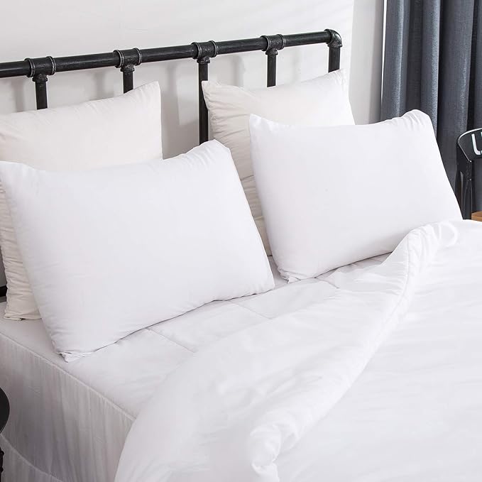 CLOTHKNOW White Full Size Comforter Sets 3Pcs White Bedding Comforter Sets Soft Men Women Comforter with 2 x Pillow Cases