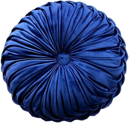 S_SSOY Round Throw Pillow for Couch Decorative 13"X13" Pumpkin Round Velvet Cushion for Sofa Bed Chair Floor Car Decorative (Dark Blue)