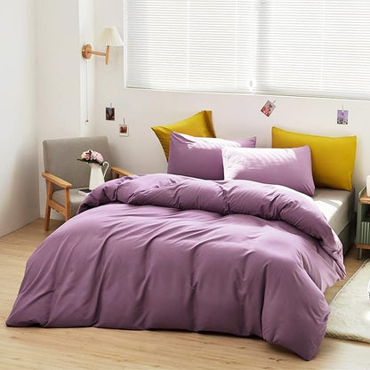 Cottonight Purple Comforter Set King Women Dusty Purple Bedding Set Pale Mauve Blanket Quilts Dark Lilac Soft Breathable 3 Piece Comforter Set for King Bed Women Girls