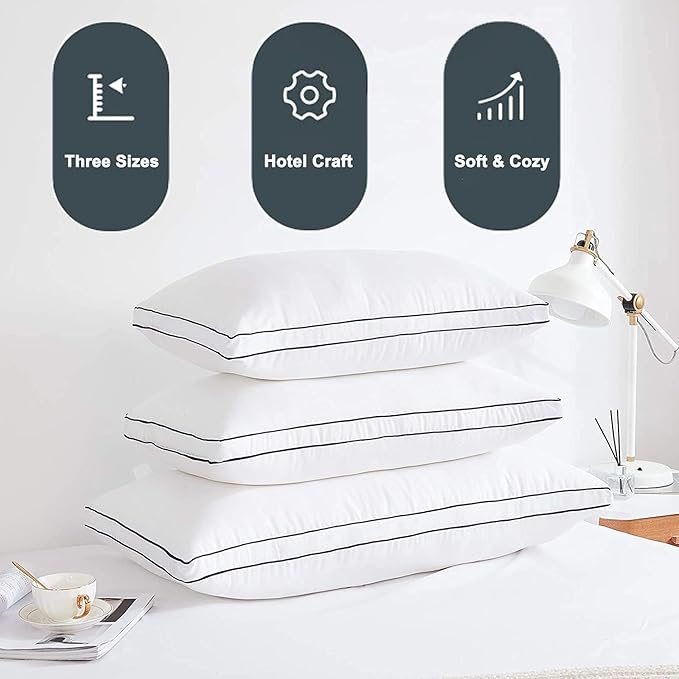 Gehannah Bed Pillows for Sleeping, Luxury Plush Soft Pillow with Home and Hotel, Breathable Microfiber Cover Skin-Friendly Pillows for Side Back Sleepers (White, King (Pack of 4))