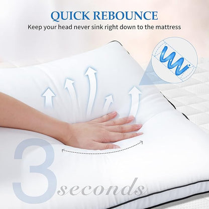 DolceLuna Pillows Queen Size Set of 2, Bed Pillows for Sleeping 2 Pack, Queen Pillows Down Alternative Hotel Luxury Pillow for Side and Back Sleepers, Soft & Comfortable