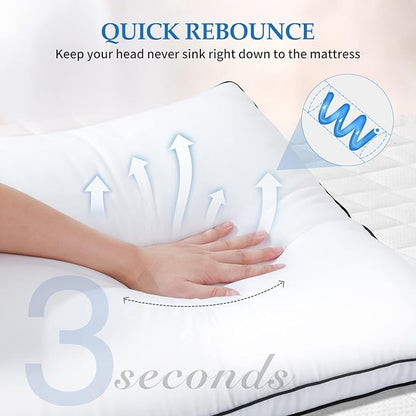DolceLuna Pillows King Size Set of 2, Bed Pillow 2 Pack for Side & Back Sleepers, Hotel Quality Down Alternative Gusseted King Pillow for Sleeping, Soft and Supportive, White