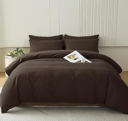 Houseri Brown Queen Comforter Set, 3 Pieces Mocha Bedding Chocolate Comforters Queen Size Teen Boys Men Coffee Color Chestnut Comfy Soft Vintage Deep Brown Fluffy Warm Farmhouse Bed Quilts Sets Queen