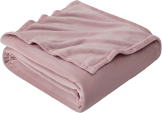 Hansleep Fleece Pink Queen Blanket, Super Soft Flannel Fuzzy Plush Cozy Blanket for All Seasons, Pink, Queen 90x90 Inches