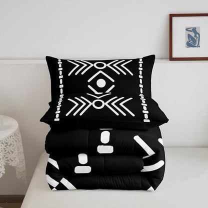 Western Aztec Bedding Set Toddler Size, Native American Navajo Comforter Set for Boys Adult Teens, Southwestern Geometric Duvet Insert Ethnic American Native Quilt Rustic Farmhouse Decor, Black Brown