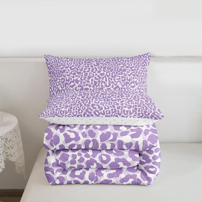 Erosebridal Purple Cheetah Print Comforter for Kids Boys Girls,Leopard Print Toddler Bedding Set,Farmhouse Animal Skin Duvet Insert,Modern Aesthetic Quilt Bedroom Decor