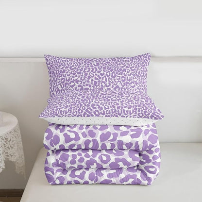 Erosebridal Purple Cheetah Print Comforter for Kids Boys Girls,Leopard Print Toddler Bedding Set,Farmhouse Animal Skin Duvet Insert,Modern Aesthetic Quilt Bedroom Decor