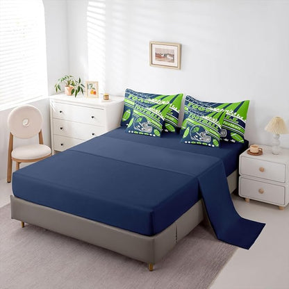 Feelyou Football 7 Pieces Comforter Sets Twin Size Kids Rugby Sports Bedding Set for All Season Football City Bed in a Bag with Comforter, Sheets, Pillowcases & Cushion Cover