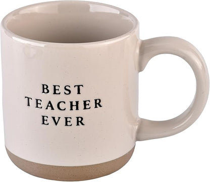 Sweet Water Decor Best Teacher Ever Stoneware Coffee Mugs - 14oz Cute Coffee Mugs for Hot & Cold Drinks - Dishwasher & Microwave Safe - Best gift for Educators & Teachers - Ideal Tea & Espresso Mugs