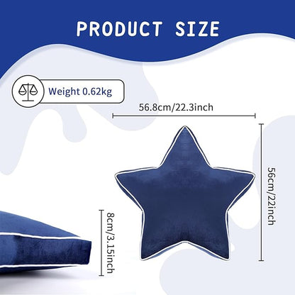 Star Pillow - Bedroom Décor Throw Pillows Navy Blue Decorative Pillow for Bed Couch