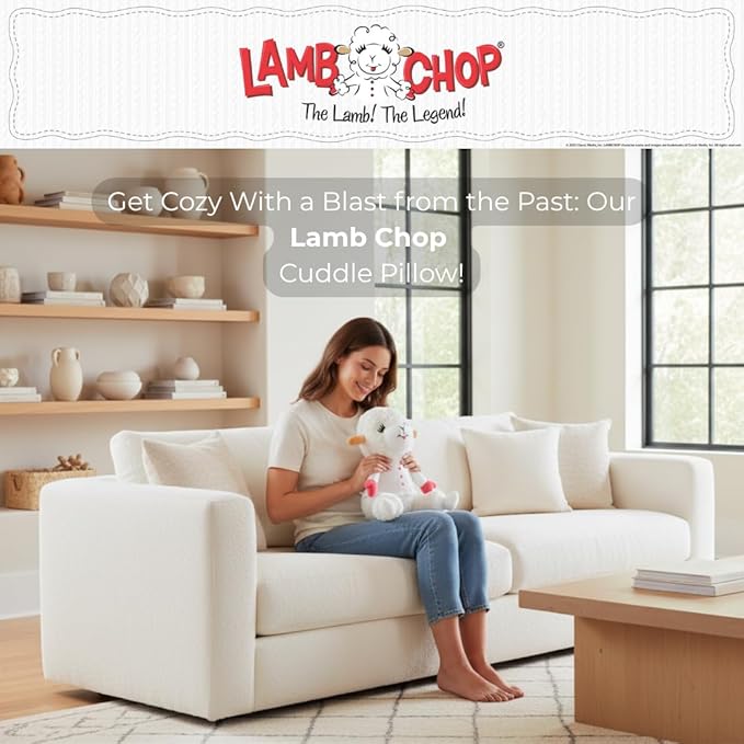 Lamb Chop Nostalgic Spring Easter Cuddle Pillow, Super Soft & Cozy Plush, 14" Tall, (Officially Licensed Product) by Franco Collectibles