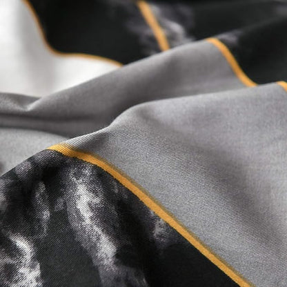 Cottonight Black Queen Comforter Set Geometric Black Marble Bedding Comforter Set Full Plaid Cotton Modern Lightweight Black White with Gold Lines Comforter for Women Men