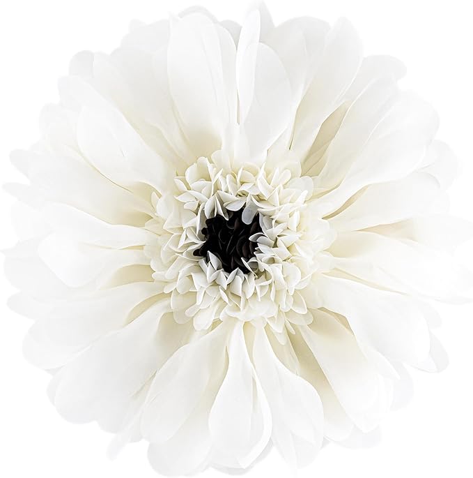 3D Flower Round Throw Pillow Cute Decorative Daisy Accent Cushion Handmade Soft Elegant Velvet Pillowcase with Inserts for Bed Couch Chair Car Bedroom Living Room Home Decor Gift 14Inch White