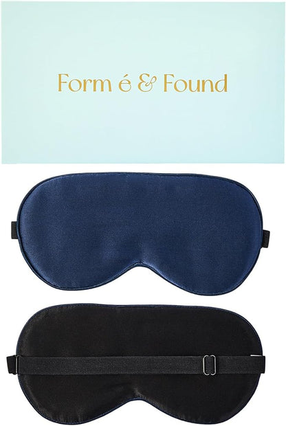 Formé & Found Silk Sleep Mask for Men & Women, 100% 6A Mulberry Silk, 16 Momme Ultra-Soft Eye Mask for Sleeping, Blackout Sleeping Eye Mask for Dry Eyes, Super Light Sleep Mask(Navy Blue)