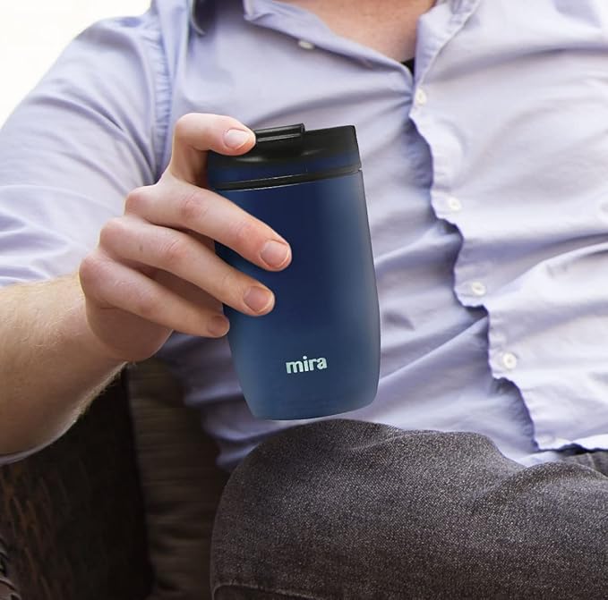 MIRA 12 oz Travel Coffee Mug - Insulated Stainless Steel Tumbler with Screw Lid - Admiral Blue