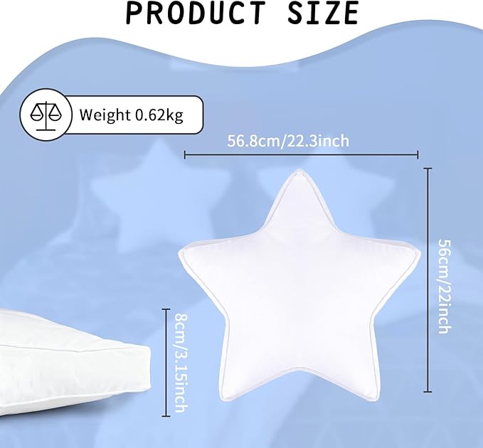 Star Pillow - White Pillows Decorative Throw Pillow Accent Cushion for Couch Bed Living Room White