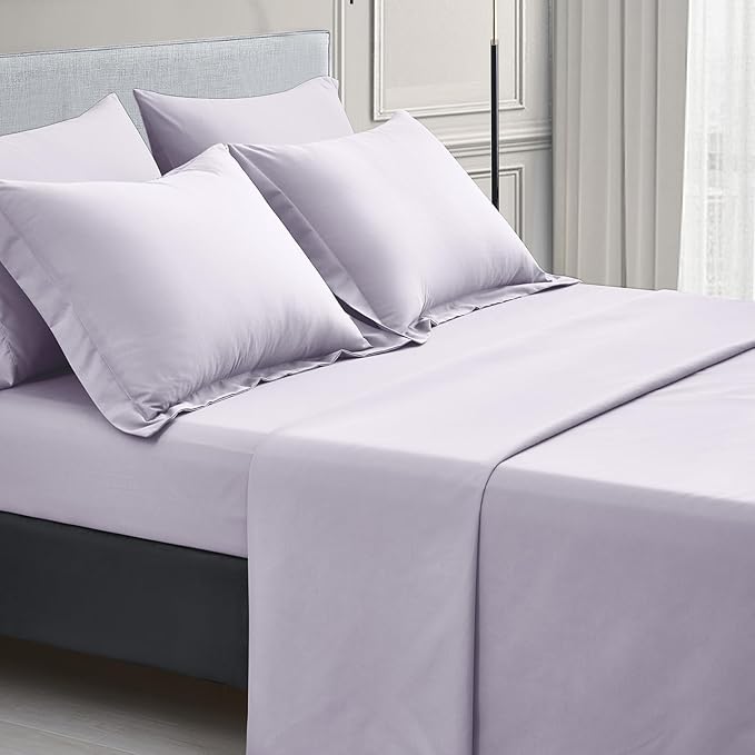 Maple&Stone Lavender Comforter Set King, 7 Pieces Bed in a Bag Light Purple - Lightweight Bedding Set with Comforter, Sheets, Pillowcases & Shams, Lilac Purple