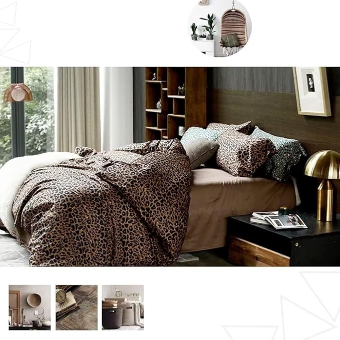 mixinni Animal Cheetah Comforter Set Queen 3 Pieces Leopard Print Bed Set Sexy Soft Fluffy Floral Printed Pattern Bedding Set with 2 Pillowcases for All Season-(1 Comforter + 2 Pillowcases)
