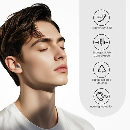 Zeroplus Cocoon EarPlugs - Ultra-Comfy Reusable Noise Reducing Earplugs 26dB NRR for Sleep,Deep Focus,Travel, Noise Sensitivity Hearing Protection Noise Reduction(Black)