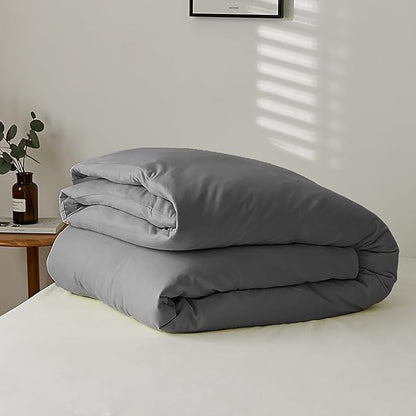 Cottonight Grey Comforter Sets Full Size Dark Grey Bedding Comforter Set Full Charcoal Gray Quilts Blanket Modern Solid 3PCS Smoke Gray Bedding Comforter Set for Men Boys Adults Full Bed
