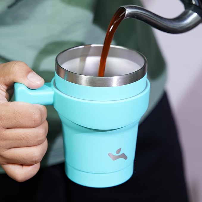 10 oz Tumbler with Handle and 2 Straw 2 Lid, Insulated Water Bottle Stainless Steel Vacuum Cup Reusable Travel Mug, Mint