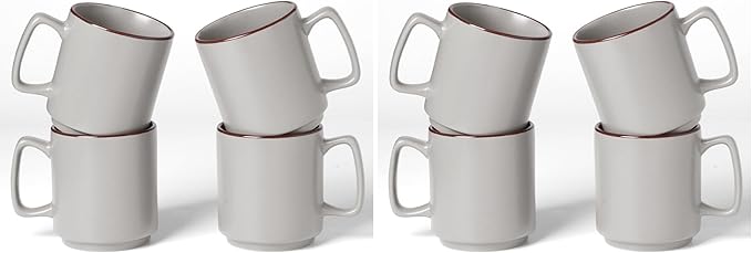 famiware Coffee Mugs Set of 4, Nebula 14oz Coffee Mugs, Ceramic Cup Set with Handle for Latte, Tea, Milk, Cappuccino, Cocoa, Light Gray (Pack of 2)