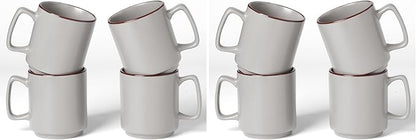 famiware Coffee Mugs Set of 4, Nebula 14oz Coffee Mugs, Ceramic Cup Set with Handle for Latte, Tea, Milk, Cappuccino, Cocoa, Light Gray (Pack of 2)