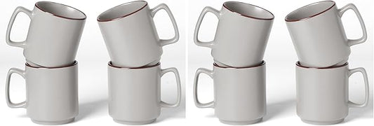 famiware Coffee Mugs Set of 4, Nebula 14oz Coffee Mugs, Ceramic Cup Set with Handle for Latte, Tea, Milk, Cappuccino, Cocoa, Light Gray (Pack of 2)